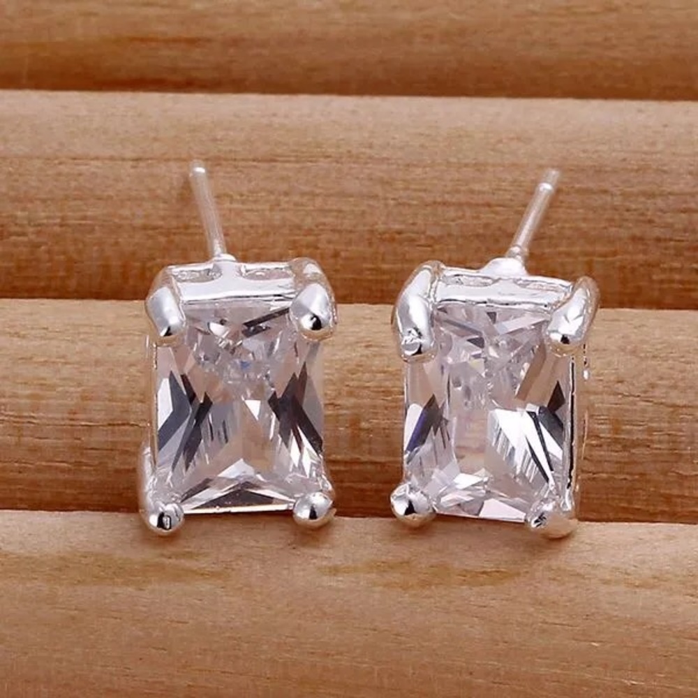 925 Rectangle Earrings - Picture 3 of 5